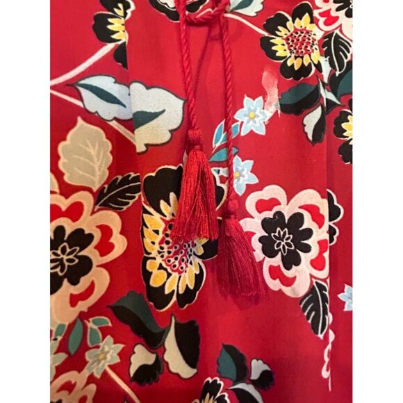 Valerie Stevens Floral Print Blouse 1X Plus Size Red‎ Long Sleeve Polyester - Picture 7 of 10